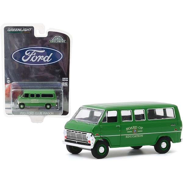 Greenlight 1970 Ford Club Wagon Van Green Board of Education Hobby Exclusive 0.16 4 Diecast Model 30170 - main